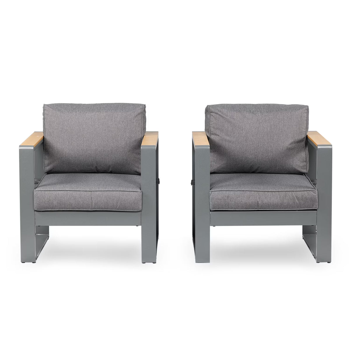 2 PCS Aluminum Outdoor Sofa with Cushions J2088