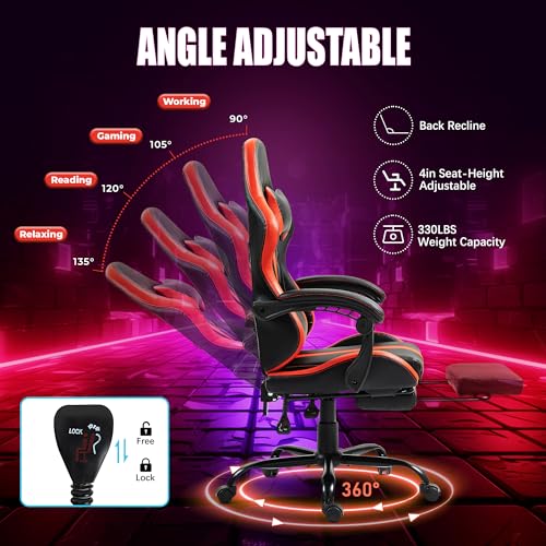 Black Ergonomic High Back Massage Gaming Chair with Footrest N706309