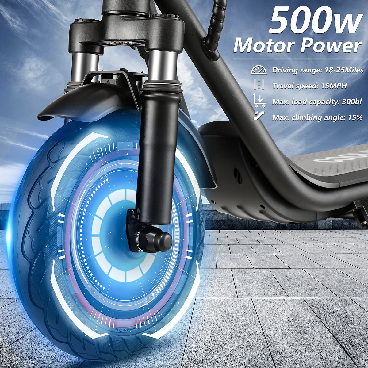 Foldable Electric Scooter with 500 W Motor, Black H430