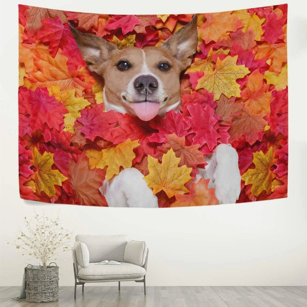 Black Rainbow Dogs Paw Footprints Tapestry Wall Hanging 60"x51" E4943