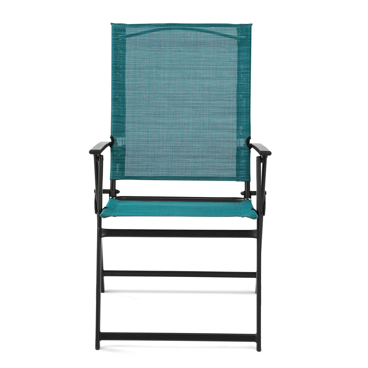 Black Steel and Sling Folding Outdoor Patio Armchair Set of 2 G10723