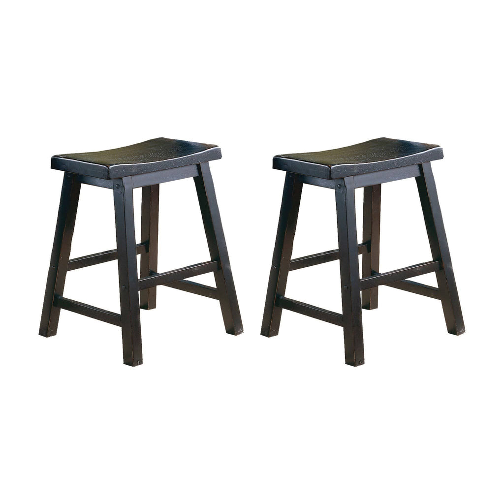 Black Wooden Counter Height Stool Set of 2 S2944