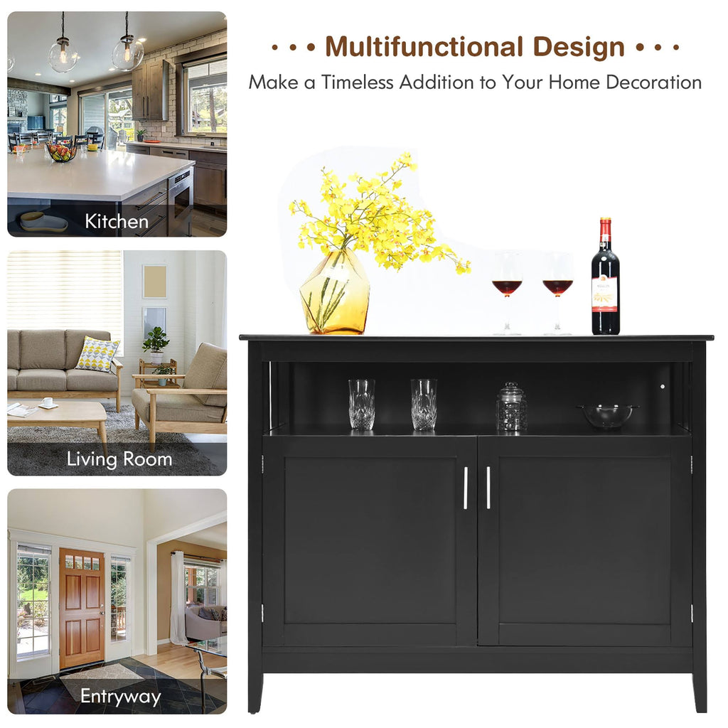 Black 2 Doors Kitchen Sideboard Cabinet N530