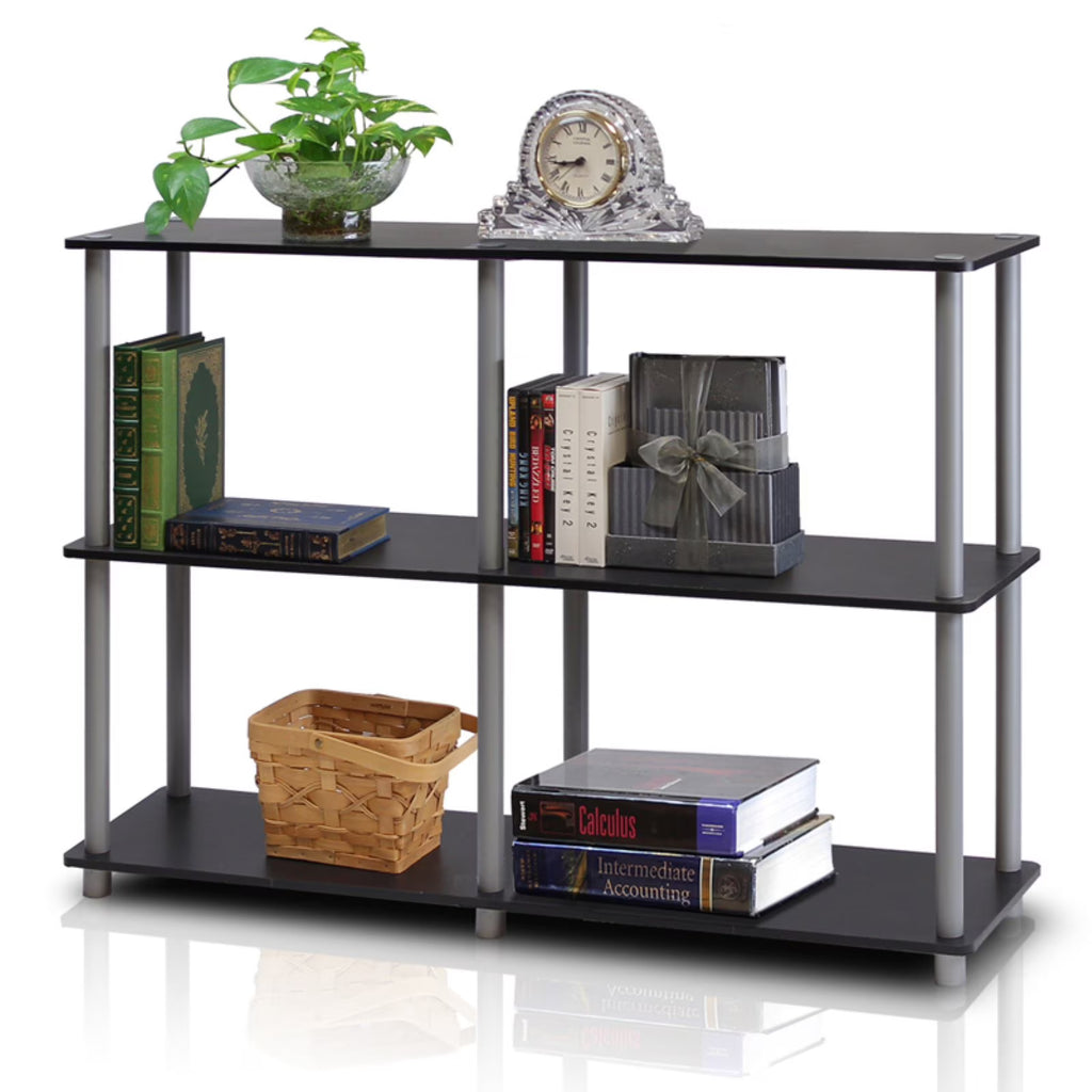 3-Tier Double Size Storage Display Rack in Black/Gray E103
