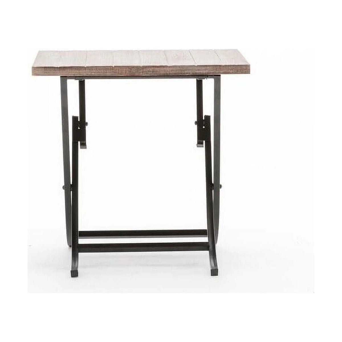 Folding Industrial Wood and Metal End Table G527