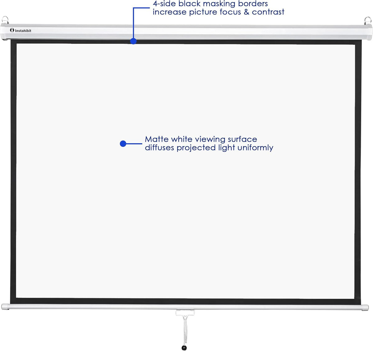 72" Diagonal 4:3 Manual Pull Down Projection Screen Matte White M66410