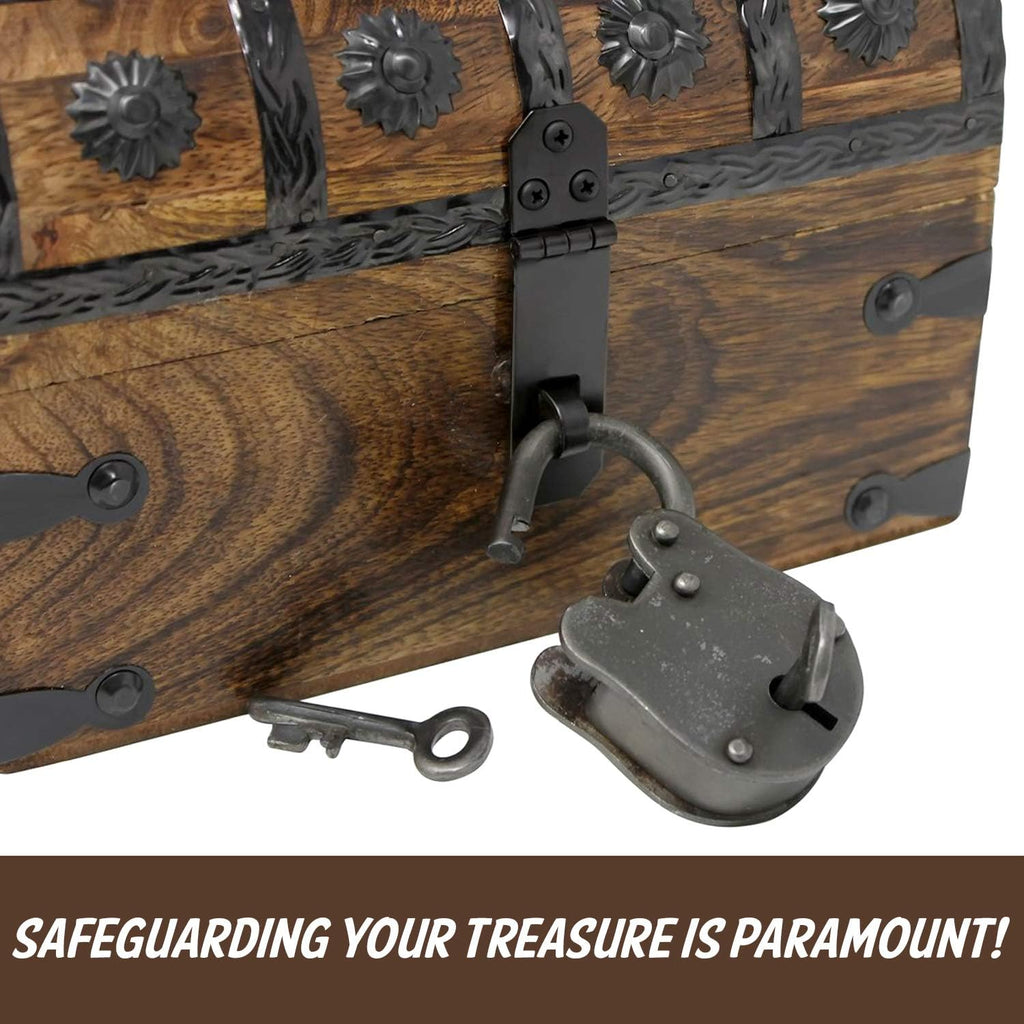 Pirate Treasure Chest with Iron Lock and Skeleton Key R500