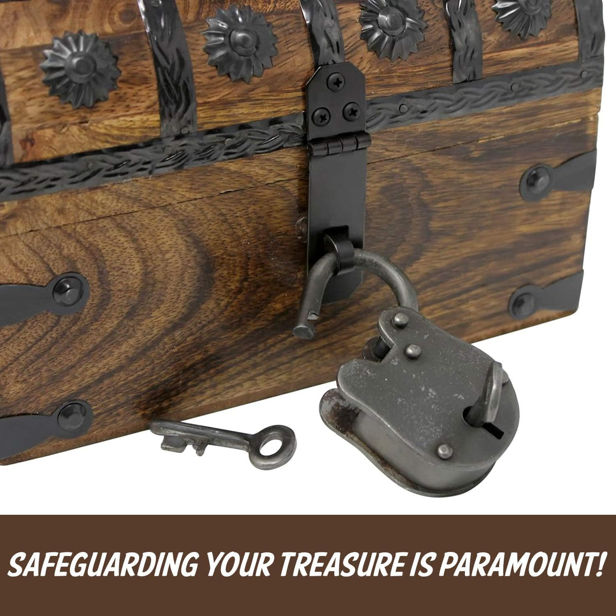 Pirate Treasure Chest with Iron Lock and Skeleton Key R500