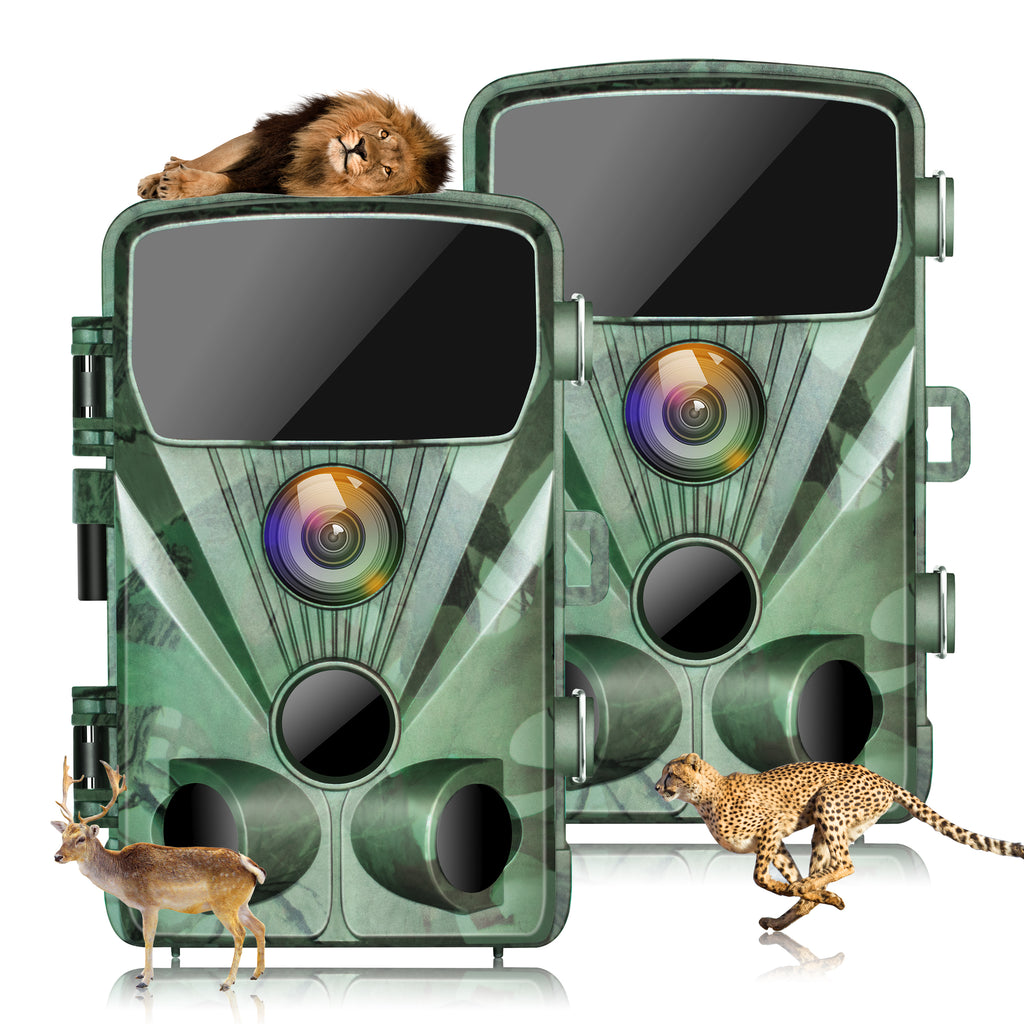 2 Pack 4K 20MP Trail Camera with Infrared Night Vision 120° Wide-Angle Waterproof 2.4" LCD F469546