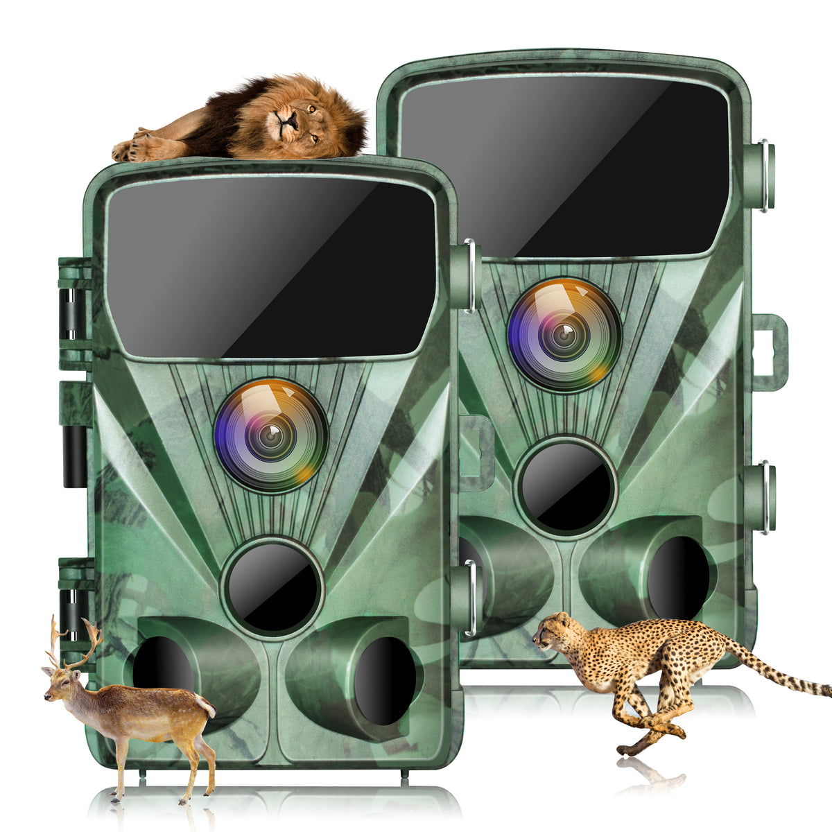 2 Pack 4K 20MP Trail Camera with Infrared Night Vision 120° Wide-Angle Waterproof 2.4" LCD F469546