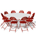 11-Piece Folding Dining Table with 10 Red Chairs Set Y42042