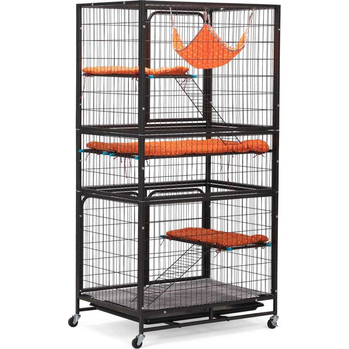 4-Tier Wire Cat Cage Pet Enclosure with Removable Wheels V803