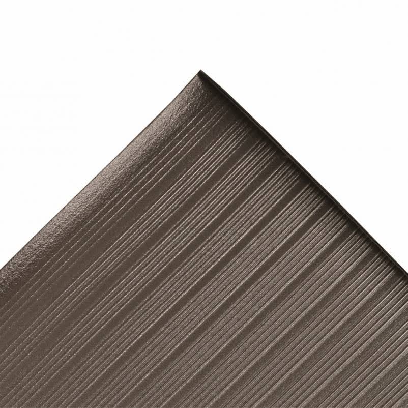 Anti-Fatigue Mat, 3 ft W x 60 ft L x 3/8 in, PVC Foam, Ribbed, Black Z113
