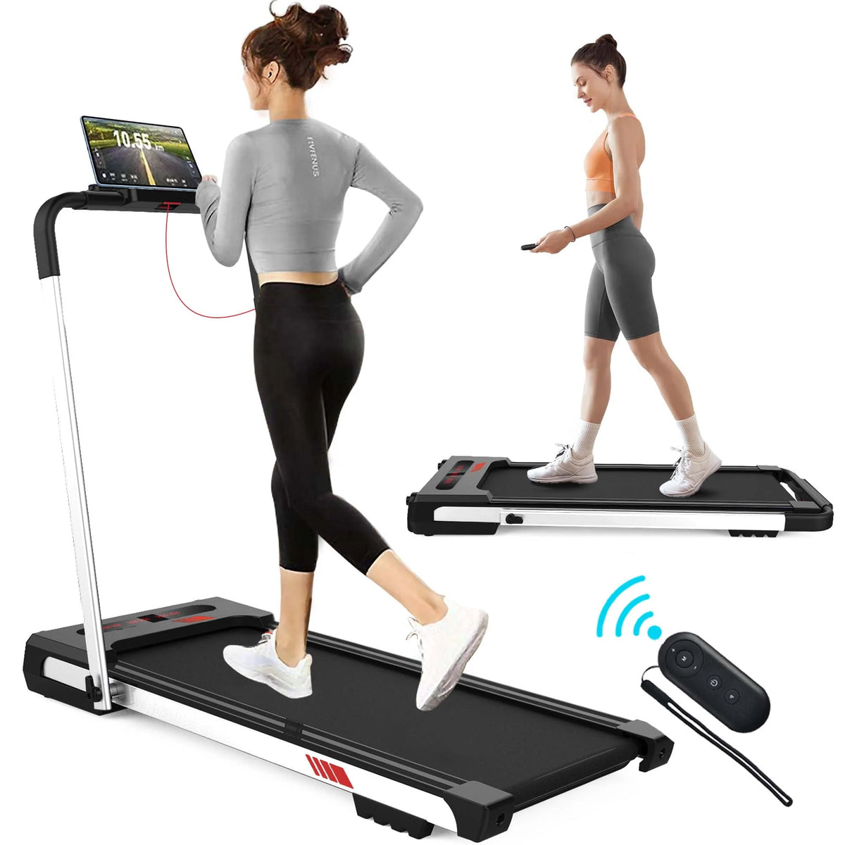 3.5 HP 2 in 1 Folding Treadmill 300lb Capacity Black B957