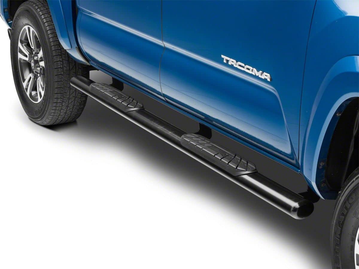Black 4-Inch Oval Straight End Side Step Bars D314775