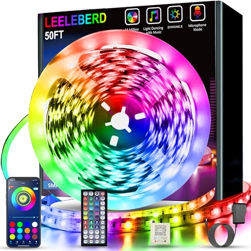 65.6 ft Bluetooth RGB Color Changing LED Strip Lights with Remote Control and Power Adapter R876