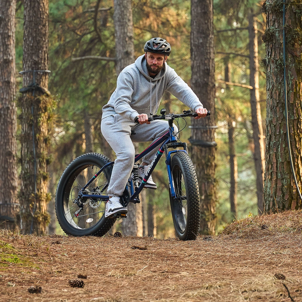 26 Fat Tire Full Suspension Mountain Bike with 21 Speeds Disc Brakes Blue J1055