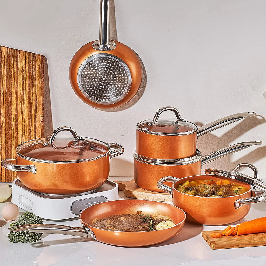 10 Piece Nonstick Ceramic Cookware Set with Stainless Steel Handles I3784