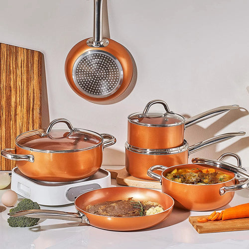 10 Piece Nonstick Ceramic Cookware Set with Stainless Steel Handles I3784