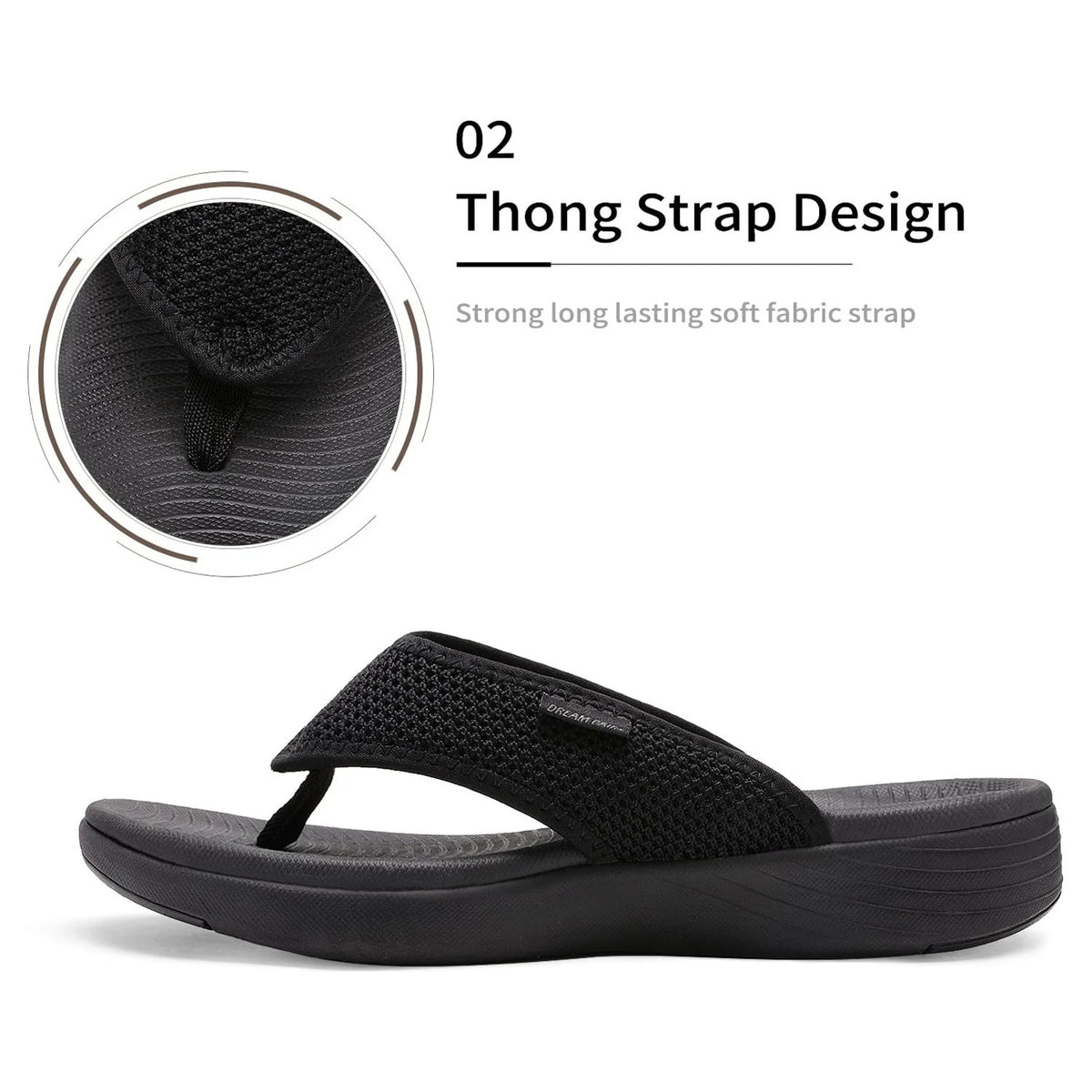 Black Flip Flops Thong Sandals K3072