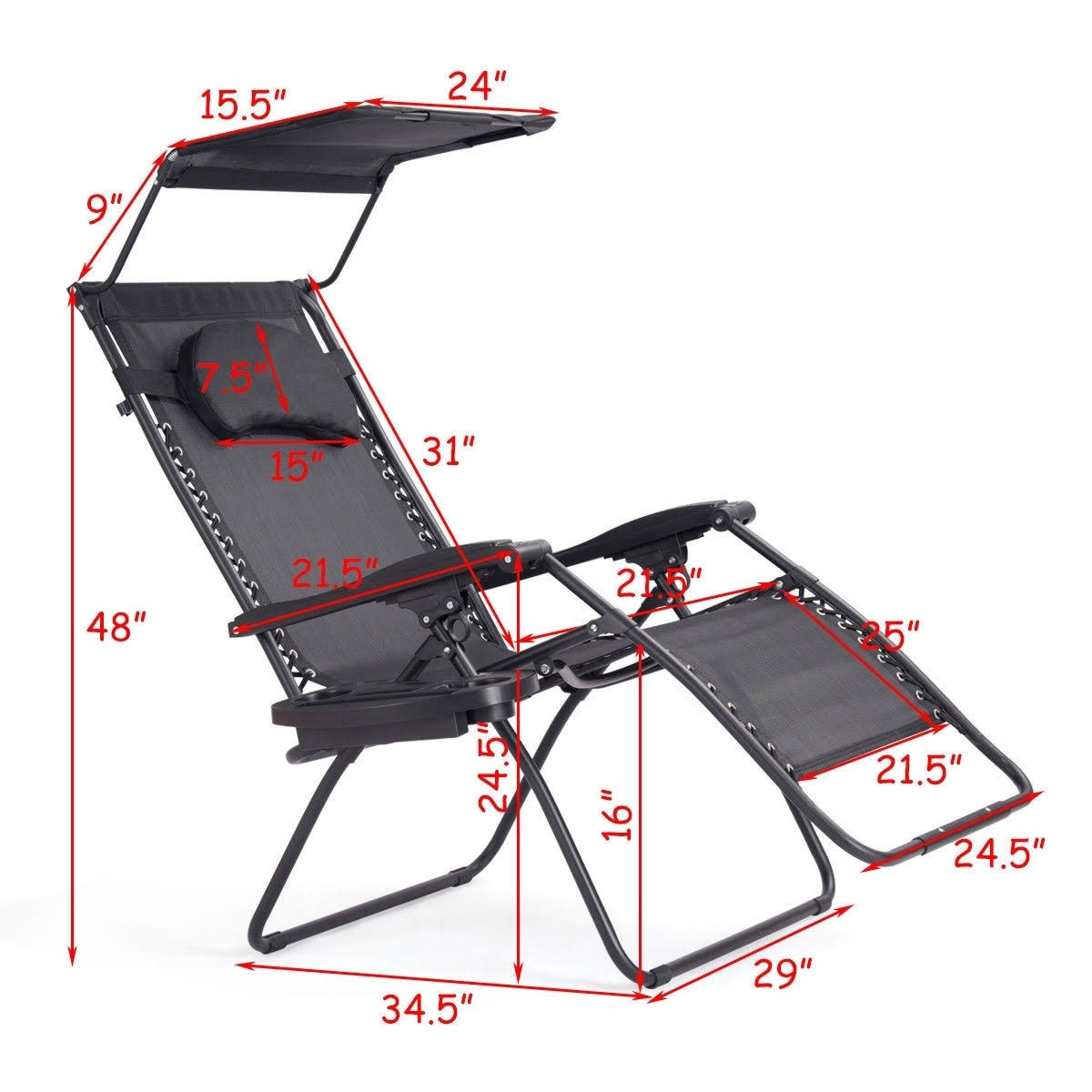Folding Recliner Lounge Chair with Cup Holder D613