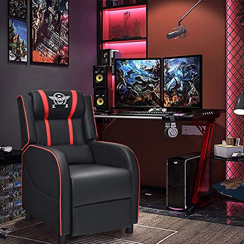 Adjustable Racing Style Massage Recliner Chair with Headrest & Lumbar Pillow C7665