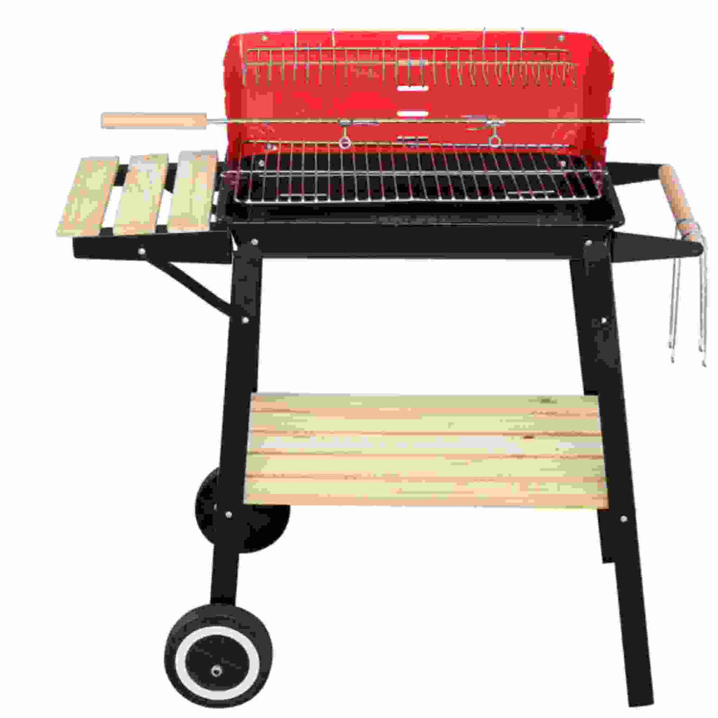 Black Red Enamel Charcoal Oven U839