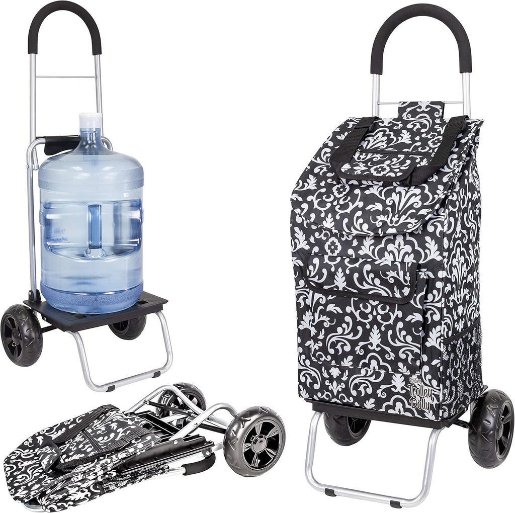 Purple Foldable Shopping Cart with Wheels and Removable Bag X1727