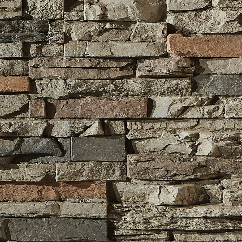Faux Stacked Stone 3D Textured Wall Panel Sample, 8"L x 8"H, Cambridge Gray G4560