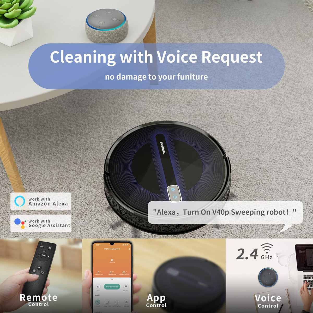 2600Pa Wi-Fi Robot Vacuum Cleaner with Carpet Detection U7964
