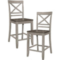 Brown and Light Gray Counter Height Chair Set of 2 V4456