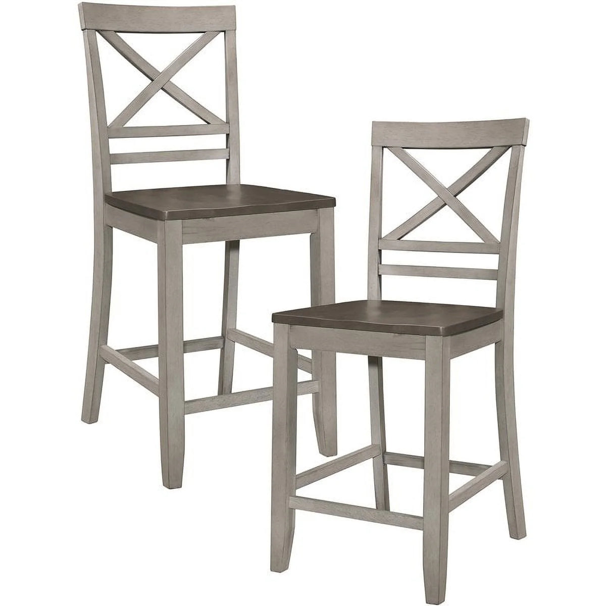 Brown and Light Gray Counter Height Chair Set of 2 V4456