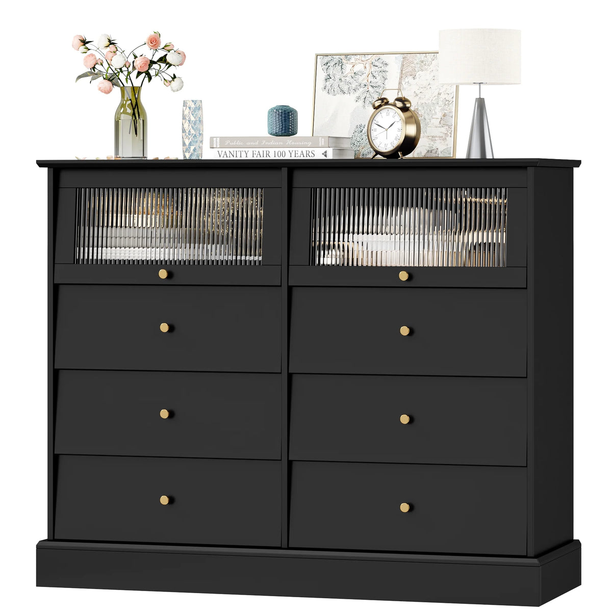 Black 8 Drawer Wood Dresser Y41243