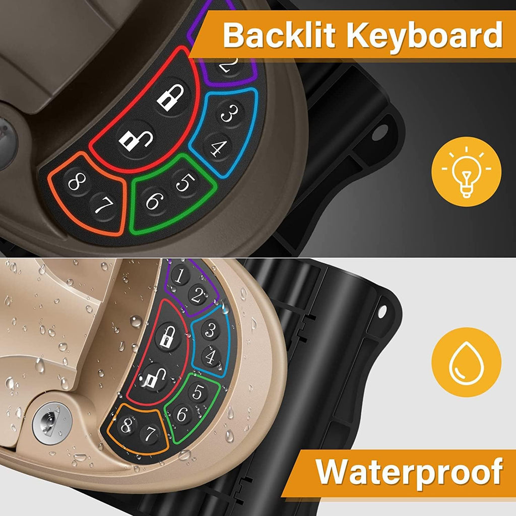 Waterproof Keyless RV Door Lock with Backlit Keypad and 2 Fobs and Key for 2.75 x 3.75 Lock Hole T756