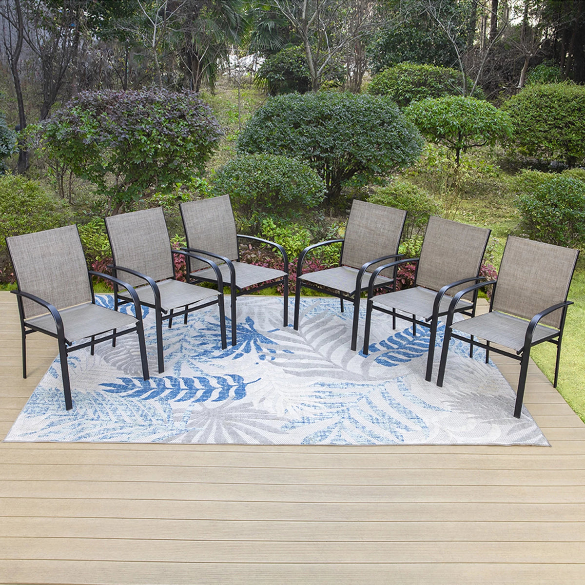 7-Piece Outdoor Patio Dining Set with 6 Textilene Chairs & Metal Table Q51003