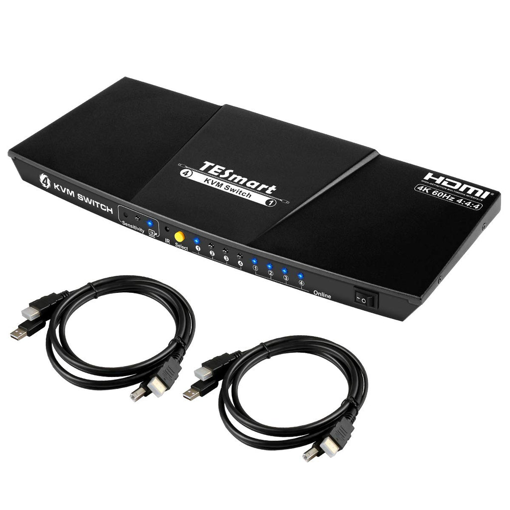 4 Port HDMI KVM Switch with Audio Output, 4K 60Hz, Includes 2 Cables M280836