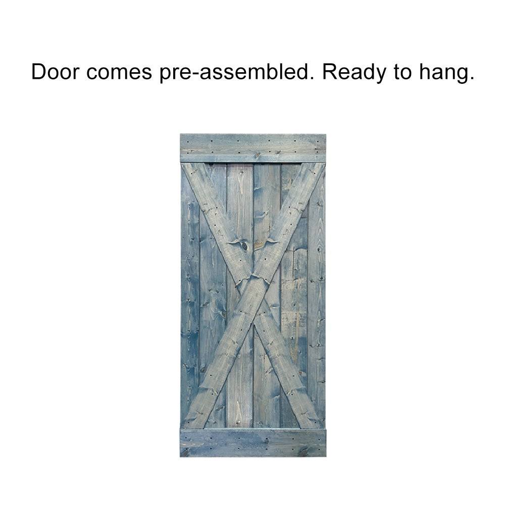 Cherry Red Stained Wood Interior Sliding Barn Door with Hardware Kit V835