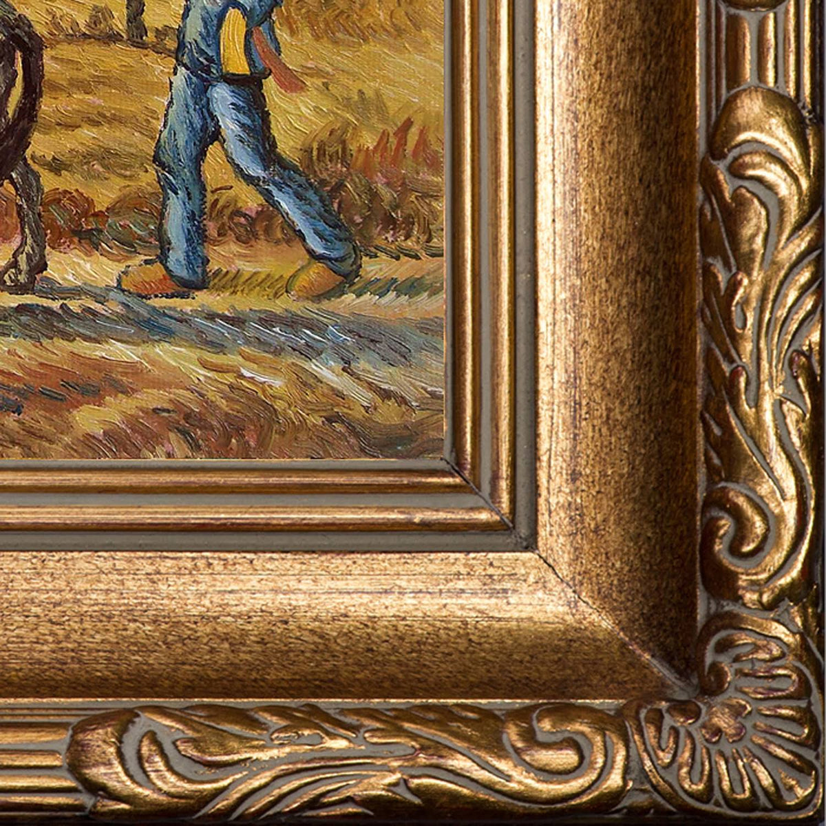 Van Gogh Peasant Couple Going to Work with Florentine Gold Frame P662888