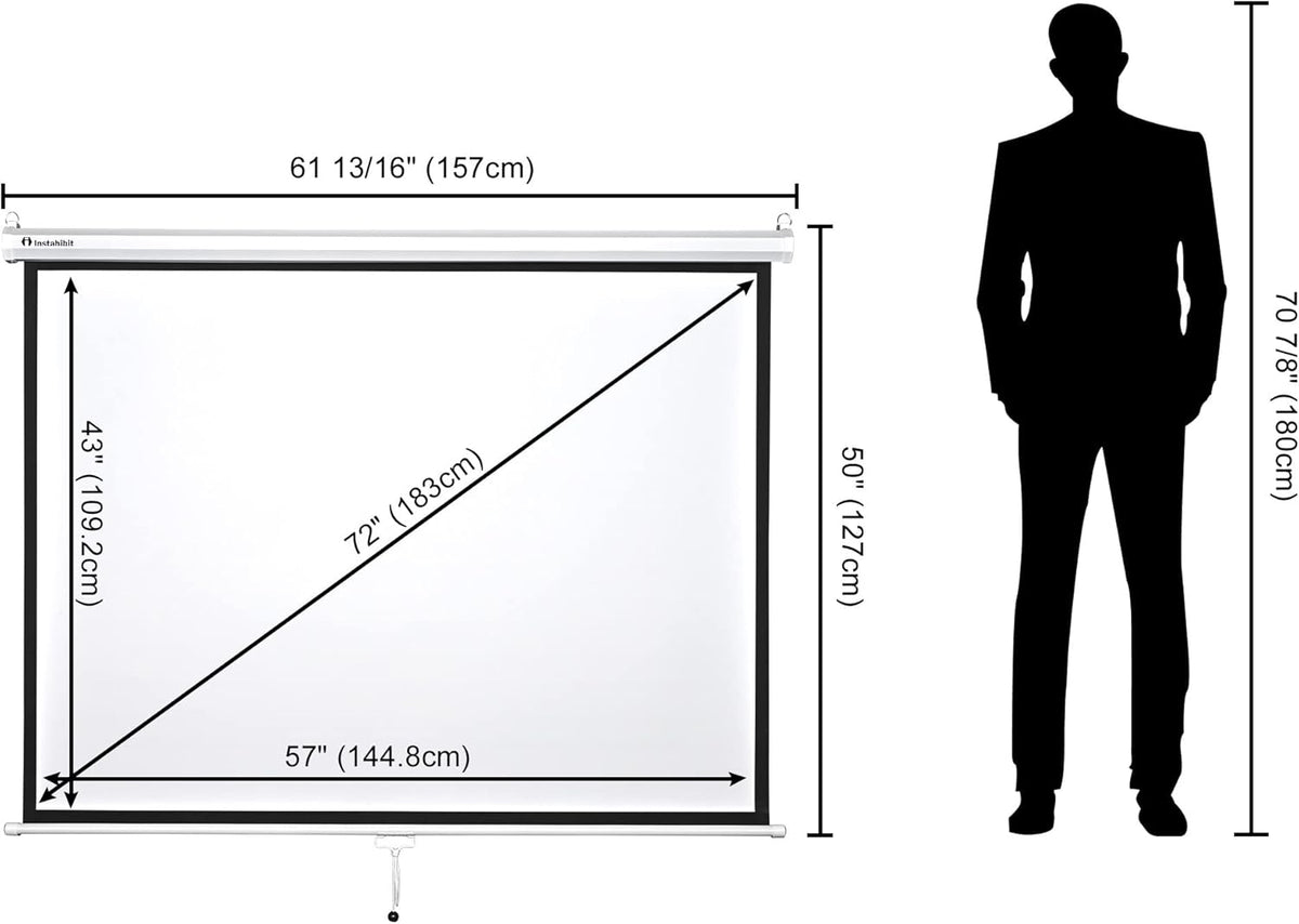 72" Diagonal 4:3 Manual Pull Down Projection Screen Matte White M66410