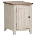 White Door Chair Side Table with Charging Station U909