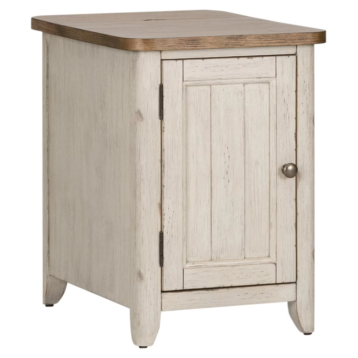 White Door Chair Side Table with Charging Station U909