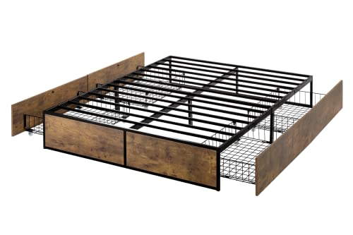 Queen Platform Bed Frame with Storage Drawers C27666