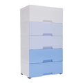 5 Plastic Drawers Dresser with Wheels Gradient Blue G8698