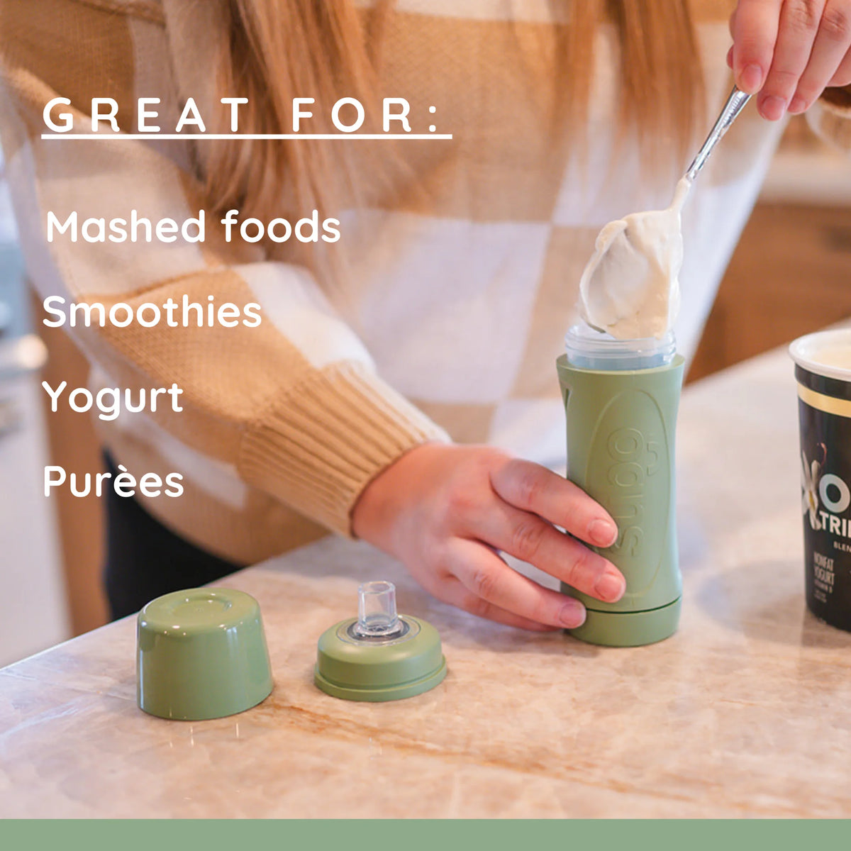 Baby Food Bottle Self Feeder Reusable Silicone Cup Sage Y186
