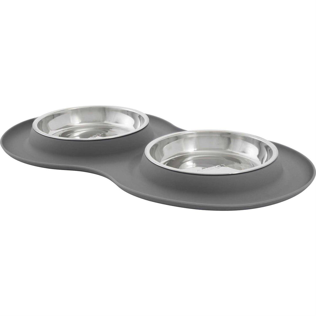 Double Stainless Steel Pet Bowl with Silicone Mat W4766