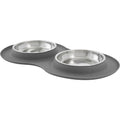 Double Stainless Steel Pet Bowl with Silicone Mat W4766