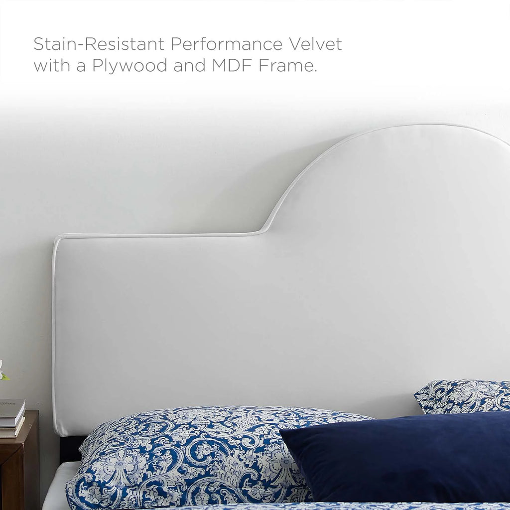 King/California King White Velvet Headboard B3440