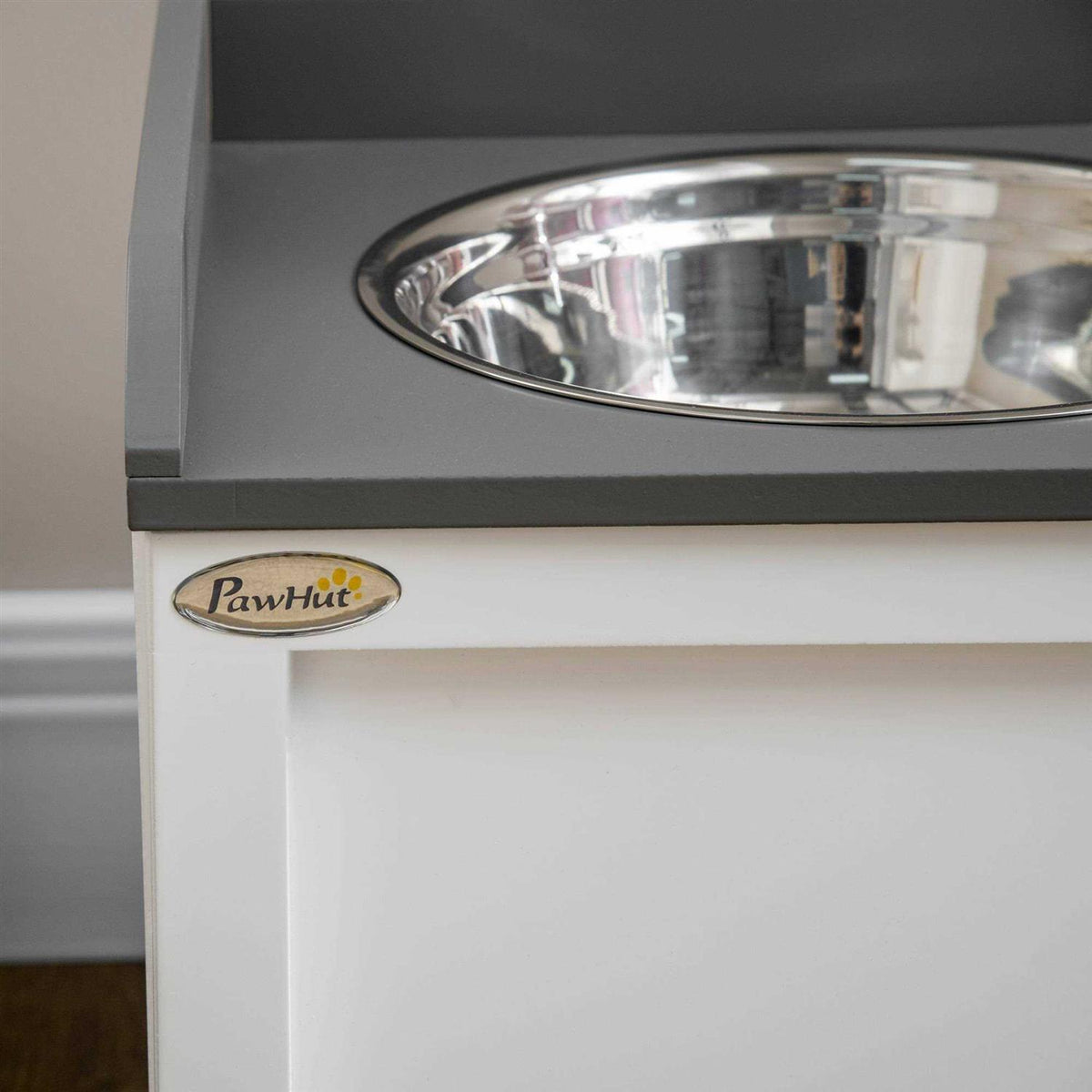 Large Elevated Dog Bowls with Storage Drawer I4630