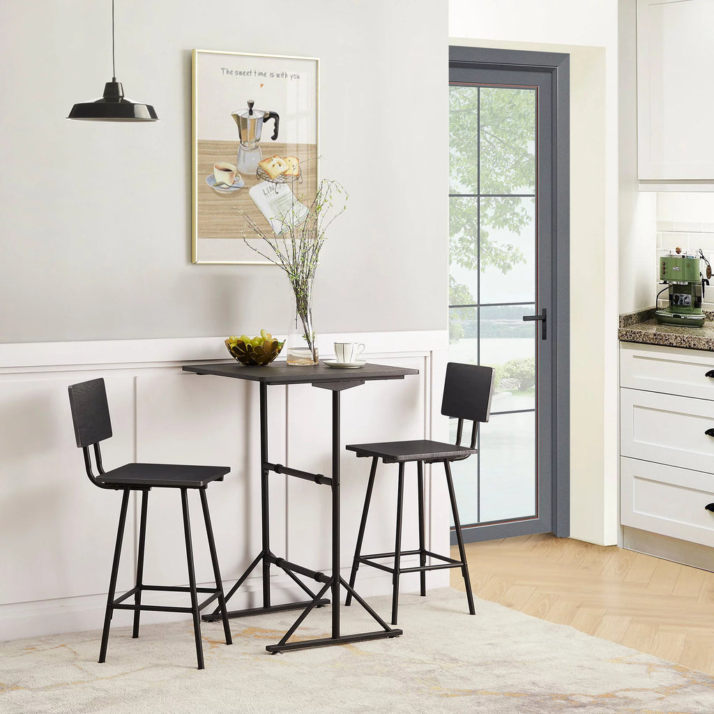 3-Piece Square Dining Table Set with 2 Stools R7546