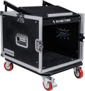 8U PA DJ Pro Audio Rack Road Case with 13U Slant Mixer Top and Casters N839